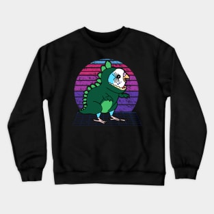 Vaporwave blue budgie Dinosaur Crewneck Sweatshirt